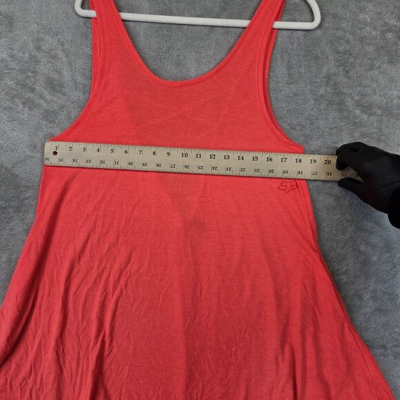 Fox Tank Top Womens Medium Coral High Low Scoop Neck Crisscross Back Tunic Logo - Picture 9 of 11